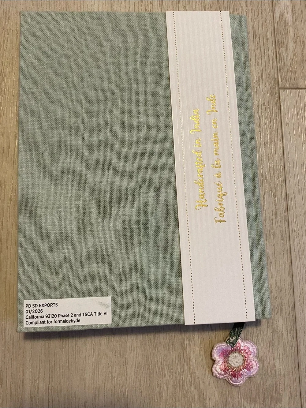 Journal Handcrafted Habd Embroidered Floral Linen Green Handmade In India Beaded